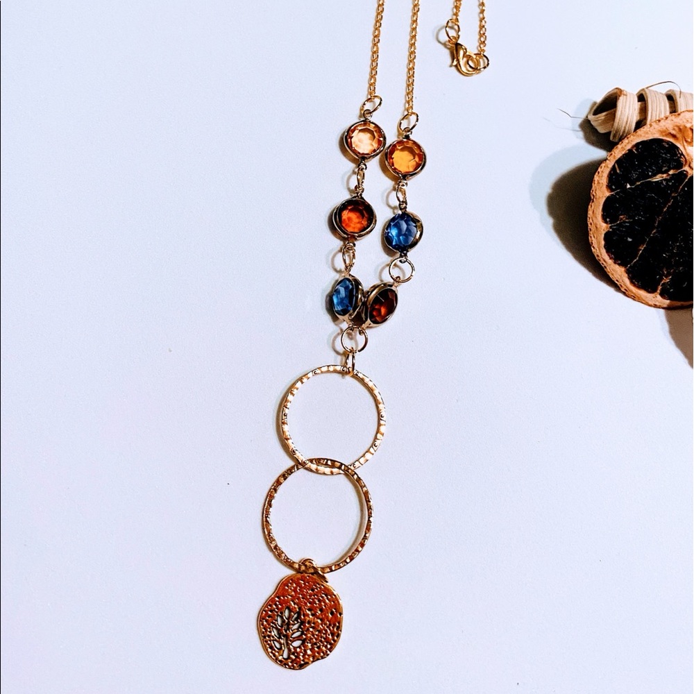 Handcrafted Gold Fall Leaf multicolored necklace
